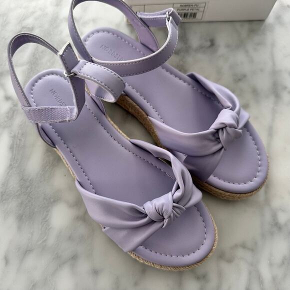 Nordstrom Girls Purple Sandals NEW Size 5 Party Dress Espadrille Ankle Strap - Picture 1 of 4